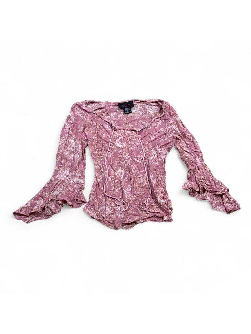 y2k fairy pink top with ruffle sleeves